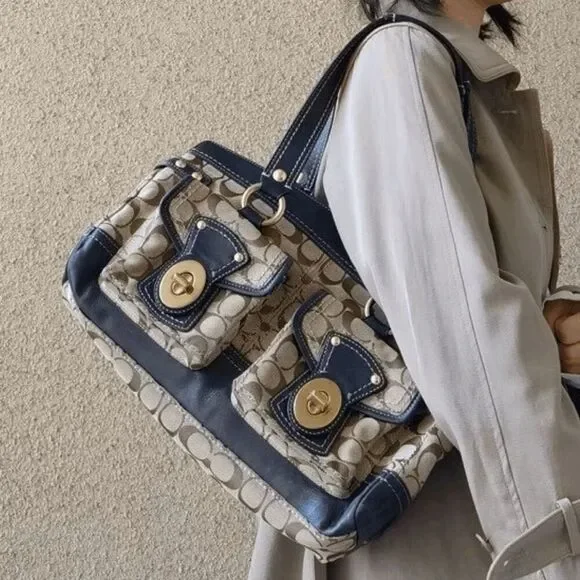 Coach ロゴプリント ハンドバッグ f13113 Coach | Bags | Coach Vintage Legacy Signature Turnlock